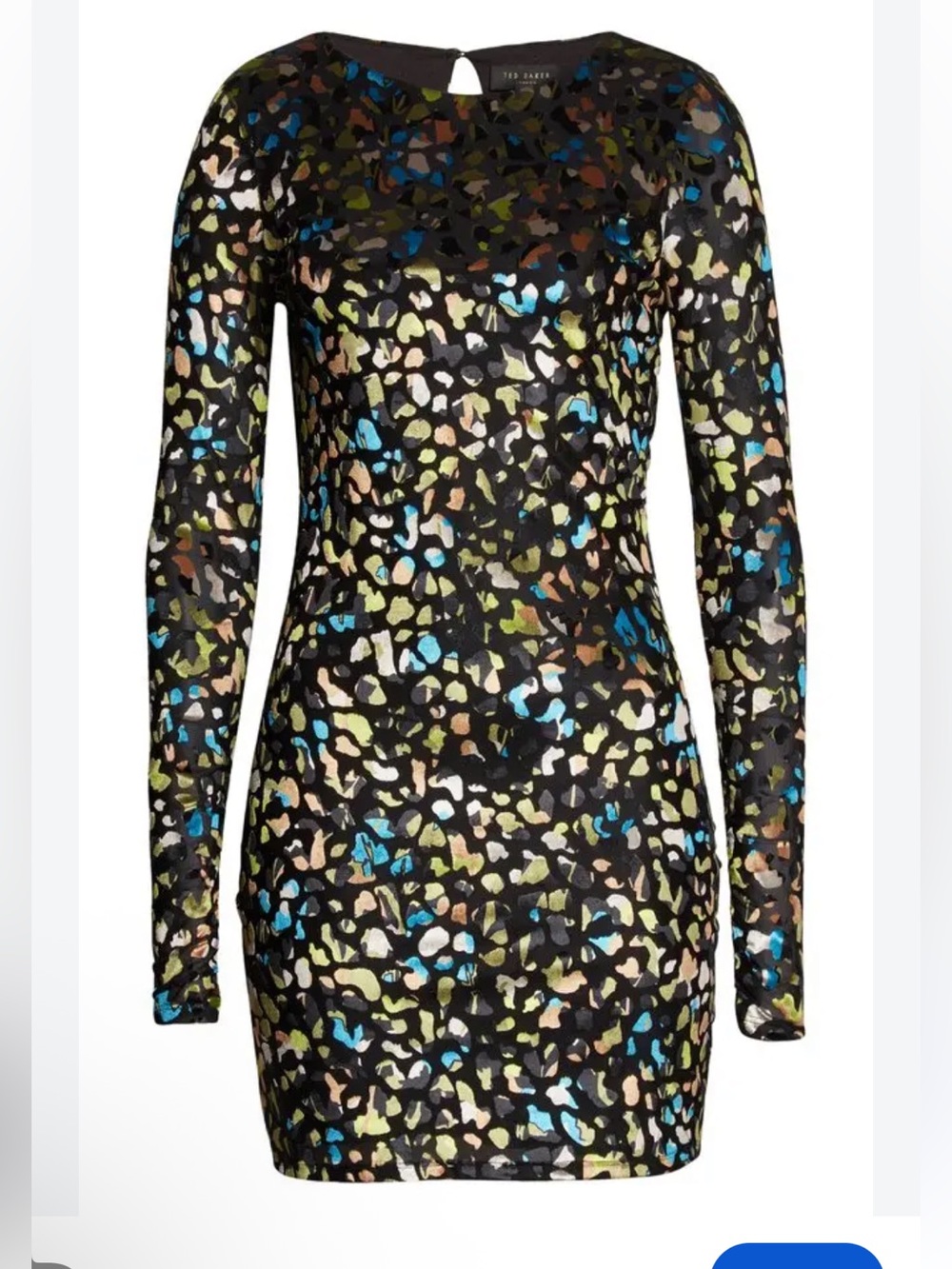 Ted Baker London long sleeve metallic dress 1 XS